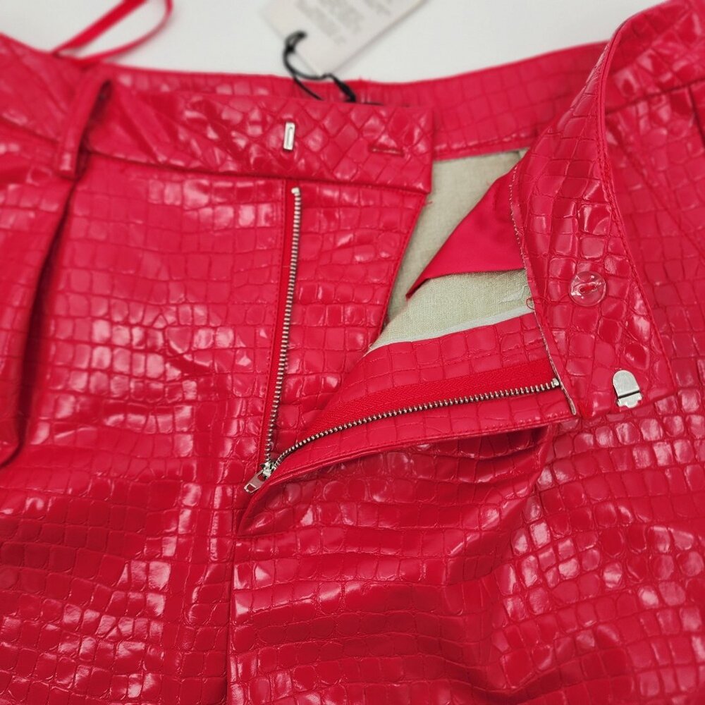 7 For All Mankind Womens Large 2 Pc Top Shorts Set Pink Croc Faux Leather - Picture 7 of 11